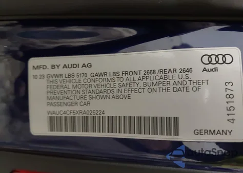 2024 Audi S5 Sportback Premium Plus Tfsi Quattro Tiptronic из США, поврежденный, VIN WAUC4CF5XRA025224